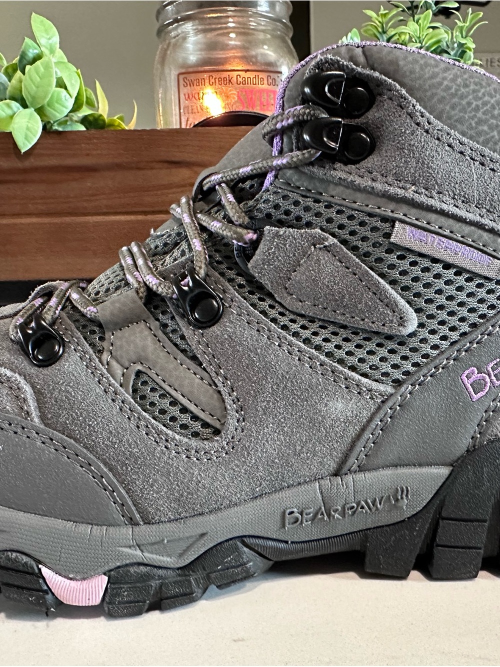 BearPaw Corsica Waterproof Gray and Purple Women's Trail Boots - Picture 8 of 14
